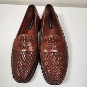 Bostonian slip on Brown Leather Weaved Woven Loafers 27846 Men US 11M B#20